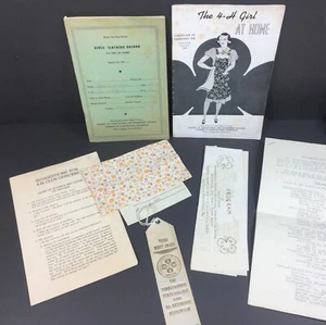 4-H Girls Club Vintage 4H Circular Booklet Clothing Record Award Ribbon 1940s - Picture 1 of 24