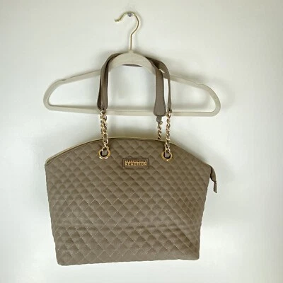 Bolso Cartera de Hombro Kenneth Cole Reaction Doble Cadena Asas Acolchado Beige Foto 1 de 4