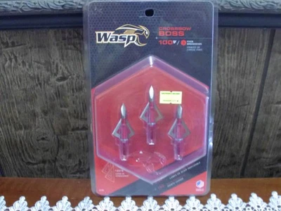 WASP ARCHERY PRODUCTS NEW Wasp Crossbow BOSS 3 Blade Broadhead, 100 Grain 3 Pack - BOW HUNTING