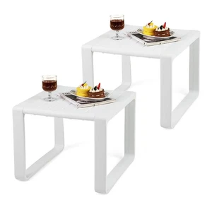 Outdoor Side Table Set of 2 18" Weather Resistant Adirondack Table Patio White - Picture 1 of 10