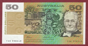 AUSTRALIAN PAPER BANKNOTE 1993 FRASER / EVANS $50 LAST PREFIX FAB UNC - Picture 1 of 2