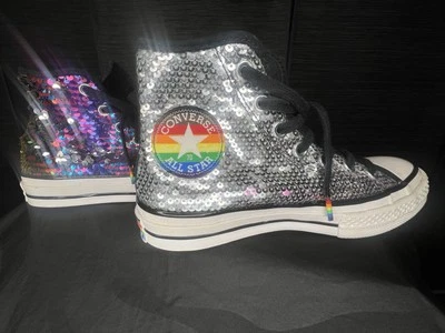 Converse Chuck TAYLORS Hi Top Arco Iris Lentejuelas Orgullo Unisex M5 W7 UK5 Foto 1 de 4