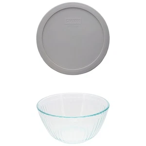 Pyrex 7402 6-Cup Sculpted Glass Bowl and 7402-PC Rainstorm Blue Lid - Picture 1 of 2