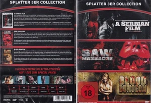 Splatter 3er Collection [A serbian Film, Saw Massacre, Blood Dungeon] (neu OVP) - Bild 1 von 1