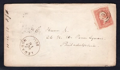 USA Lebanon Delaware 1868 Cover to Philadelphia - Image 1 of 2