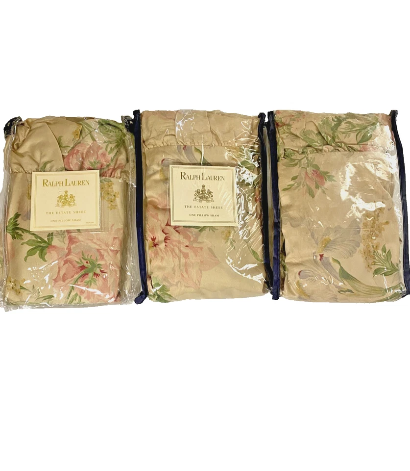 Fundas de almohada estándar vintage Ralph Lauren "Therese", nuevas sin etiquetas (paquete abierto) Foto 1 de 4