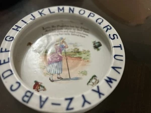 Vtg Schumann Little Bo Peep Feeding Dish Gold Rim 7.5” Round Made In Germany - Picture 1 of 5