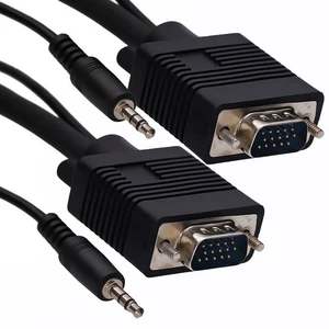 1,8m VGA/SVGA HD15 TV Video Kabel Mit Eingebautem 3,5mm Klinken Audio Kabel - Bild 1 von 7