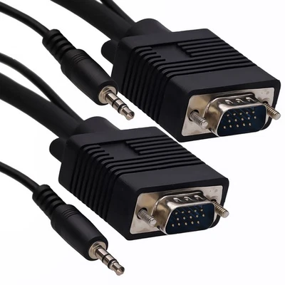 1,8m VGA/SVGA HD15 TV Video Kabel Mit Eingebautem 3,5mm Klinken Audio Kabel - Bild 1 von 4