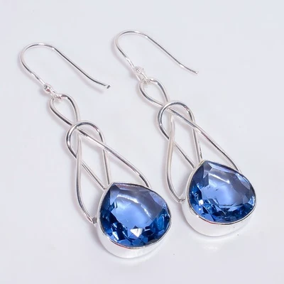Tanzanite Gemstone Ethnic Handmade 925 Sterling Silver Earrings 2.2" KE-406 a241 - Image 1 of 4