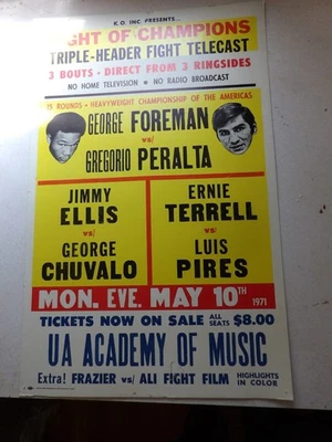 Vintage George Foreman vs Gregorio Peralta Boxing Poster - Image 1 of 4