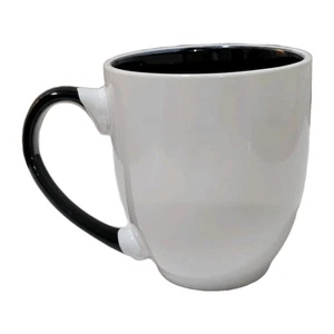 Coffee Mug Cup White Black Handle 4.5" H x 3" W Modern Chic NWOT - Picture 1 of 3