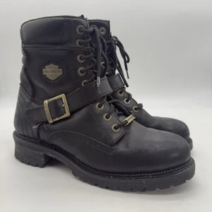Harley Davidson Herren Größe 9,5 Schwarz Leder Motorrad Reitstiefel Schnalle - Bild 1 von 9