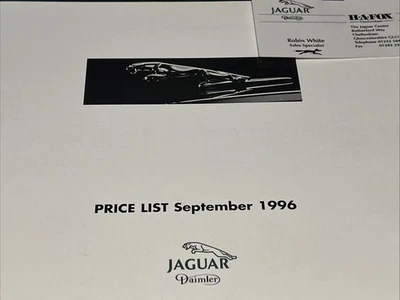 Jaguar Daimler Car Range September 1996 Models Sales Price List Brochure - Image 1 of 3