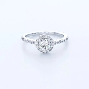 14K Gold Side Stone Engagement Ring Halo 1.51 CT Round Lab-Grown Diamond D VS2 - Picture 1 of 21