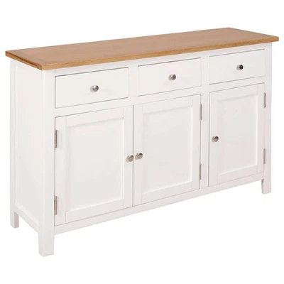 Sideboard Brown and White Solid Oak Wood, Solid Acacia Wood, MDF - Image 1 of 4