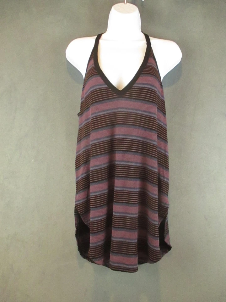 Camiseta sin mangas Free People We The Free para mujer mediana negra púrpura a rayas espalda deportiva Foto 1 de 4