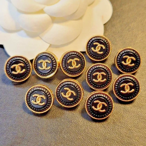 Chanel Vintage Parts Button Black and Gold 10 pieces Set Free shipping Cover