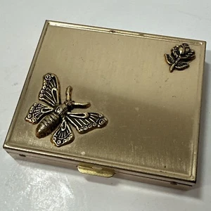 Vintage Schmetterling roségoldfarben kompakt mit Fach - Bild 1 von 9