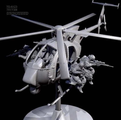 1/48 Resin Model Kit Helicopter & Assault team (6 Soldiers) Unpainted 38 mm - Image 1 of 4