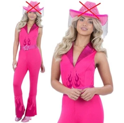 Damas Glamuroso Vaquera Vestido Elegante Disfraz Vaca Niña Rosa Conjunto de Smiffys Foto 1 de 4