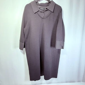 Nina Leonard Sweater Dress Secretary Goth Preppy Punk Black Womens 3X - Picture 1 of 8