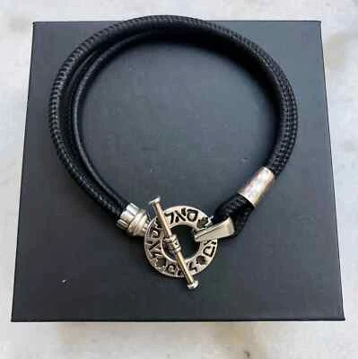 Kabbalah  god name hamsa blessing sterling silver and leather bracelet - Image 1 of 4