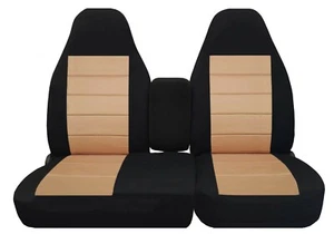 Truck seat covers Fits 1997-2003 Ford F150 40-60 highback with console black tan - Picture 1 of 8