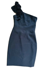 Jessica Simpson Formal Evening Cocktail Dress Size 6 Black One Shoulder - Picture 1 of 6