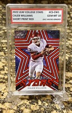 CALEB WILLIAMS 2022 LEAF COLLEGE STARS "GEM-MT 10” “RED” LTD ROOKIE CARD! COA!