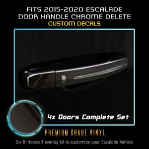 Fits 15-20 Escalade Door Handle x4 Vinyl Chrome Delete Blackout Kit Chrome Black - Picture 1 of 4