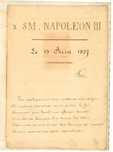 Lettera manoscritta a S. M. Napoleon III. - Foto 1 di 5
