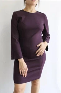 Wilfred Plum Bell Sleeve Fitted Shift Cocktail Dress Size M  - Picture 1 of 3