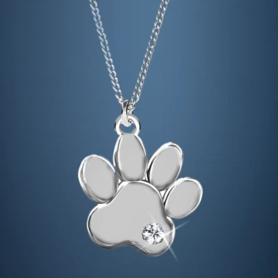 Pfote Kette 925 Sterling Silber Jungen Damen Halskette Katzen Hunde Pfötchen - Bild 1 von 4
