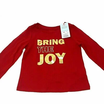 Camiseta de manga larga Cat & Jack Joy with Shine para niñas pequeñas - Roja 12M - NUEVA Foto 1 de 4