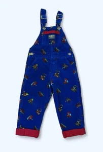 OshKosh Vintage Made in USA Blue Corduroy Transportation Overalls 4T - Picture 1 of 7