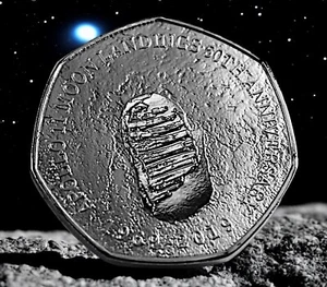 Moneda conmemorativa de plata LUNAR LANDINGS. Armstrong/Aldrin Moon/Space 1969 - Imagen 1 de 7