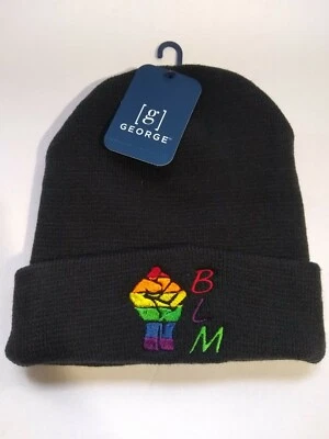 GEORGE BLM Black Lives Matter Winter Knit Hat Cap Beanie Equality Rainbow LGBTQ - Image 1 of 4