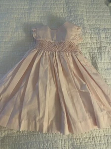 Luli & Me Infant Girl 9 Months Smocked DRESS Pink Rosettes Lovely - Picture 1 of 5