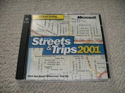 Microsoft Streets & Trips 2001 PC CD-ROM 2-disc Set for Windows 98/NT - Image 1 of 4