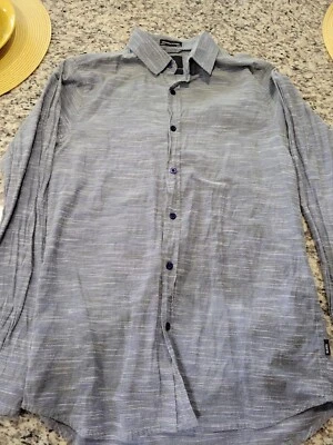 Tavik+Beach Born/ City Raised Mens Small Grey Stripe  Button Shirt - Image 1 of 4
