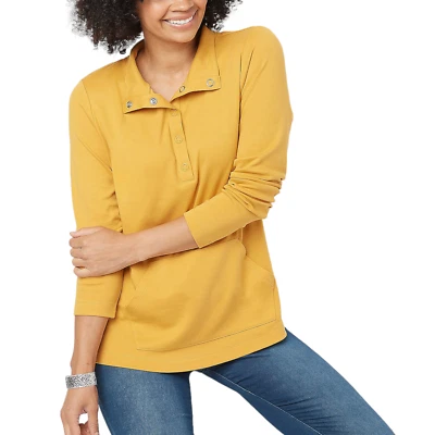 Isaac Mizrahi Live! Jersey SOHO con bolsillo canguro amarillo Foto 1 de 3