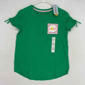 Cat & Jack Girls Size Large Short Sleeve T-Shirt Green Pink LOL Emoji Pocket - Picture 1 of 5