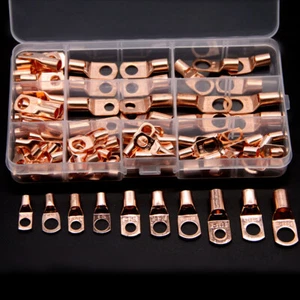 100PCS Electrical Wire Terminals SC Tinned Copper Lug Ring Connectors Bare Kit - Picture 1 of 12