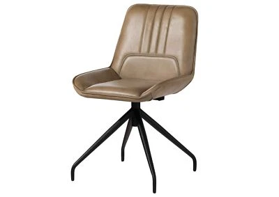 Stuhl Polsterstuhl beige Echtleder Büffel Eisengestell schwarz bereits montiert - Bild 1 von 4