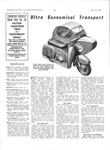 1960 DAYTON Albatross Twin 249cc Scooter Motor Cycle Combination Report Cutting - Picture 1 of 1