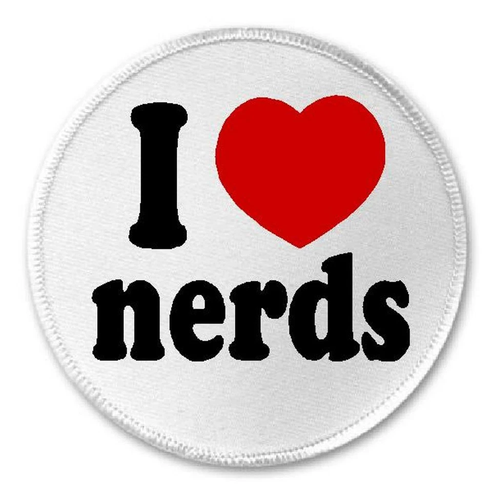 I Love Nerds - 3" Sew/Iron On Patch Nerdy Geek Dork Humor Heart - Image 1 of 1