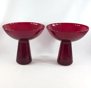 Morgantown Glass Co. Pair Mid Century Modern #9931 Ruby Candle Vases - Picture 1 of 4