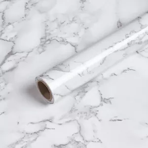 Caltero Marble Contact Paper 15.7" x 118" White Grey Wallpaper Peel and Stick... - Picture 1 of 8