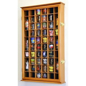 54 Schnapsglas Vitrine Wandregal 98% UV Schutz abschließbar Vitrine Neu - Bild 1 von 4